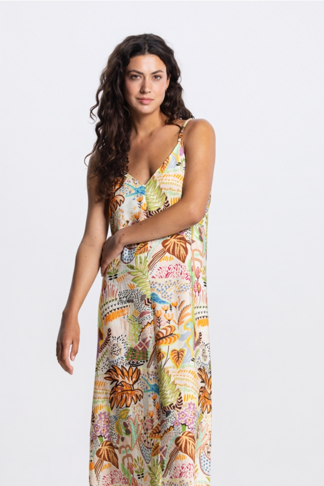 Juffrouw Jansen multi color dames jurk | Close up