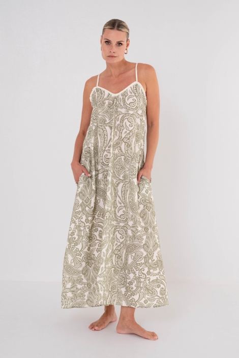 Maicazz groene dames jurk | Model vooraanzicht