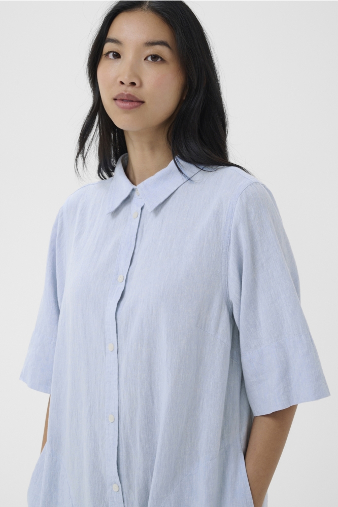 Part Two blauwe dames jurk | Close up