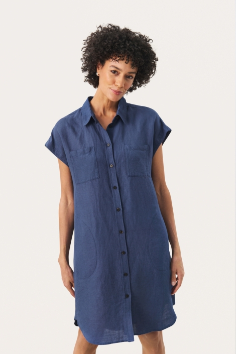 Part Two blauwe dames jurk | Model vooraanzicht