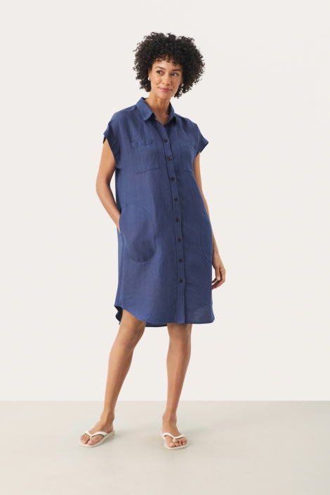 Part Two blauwe dames jurk | Model vooraanzicht