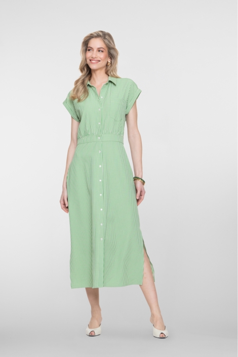 Geisha groene dames jurk | Model vooraanzicht