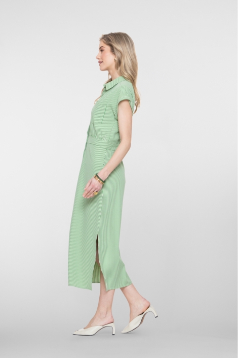 Geisha groene dames jurk | Model zijaanzicht