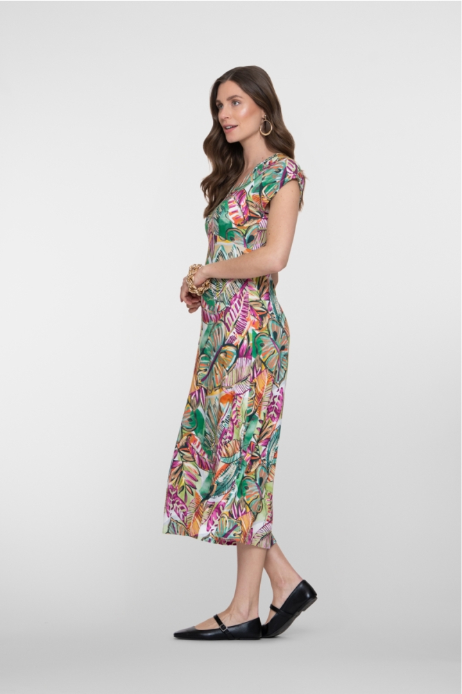 Geisha groene dames jurk | Model zijaanzicht