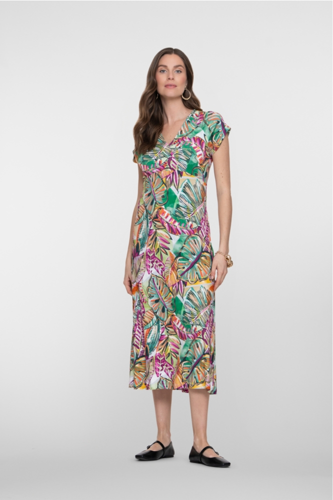 Geisha groene dames jurk | Model vooraanzicht