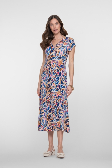 Geisha Jurk JANE JURK MET V HALS EN ALLOVER PRINT 67423 60 Indigo/Purple