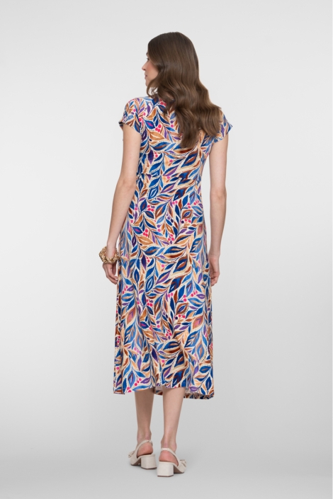 Geisha blauwe dames jurk | Model achteraanzicht