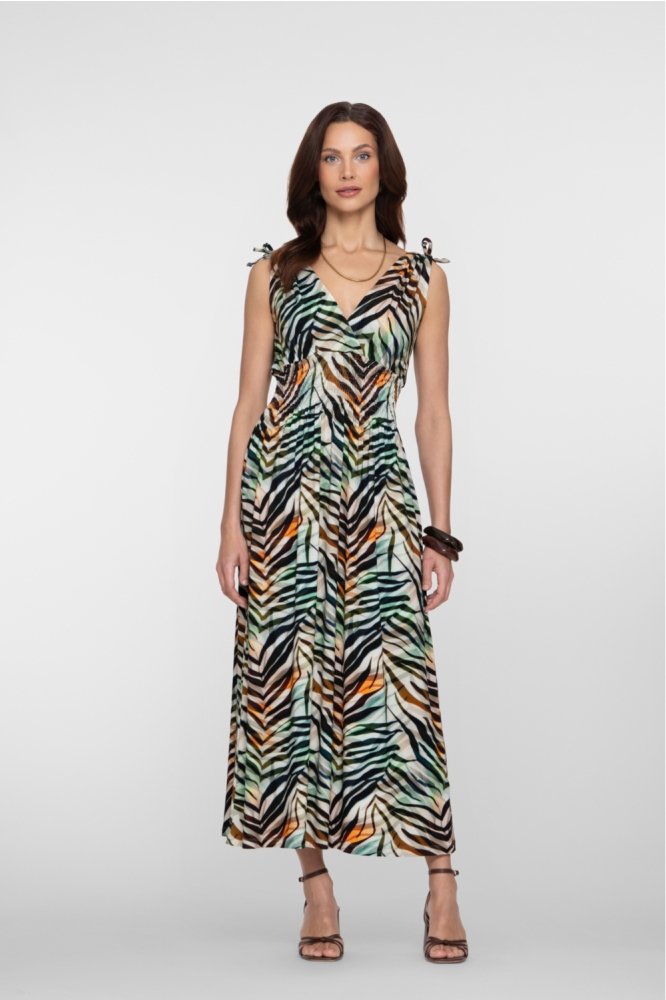 Geisha groene dames jurk | Model vooraanzicht