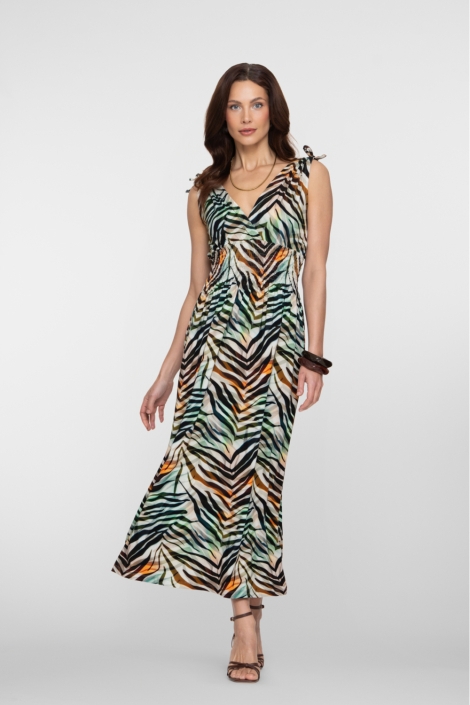 Geisha groene dames jurk | Model vooraanzicht