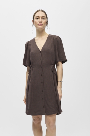 Object Jurk OBJSANNE S/S RE SHORT DRESS 145 ND 23049283 Seal Brown