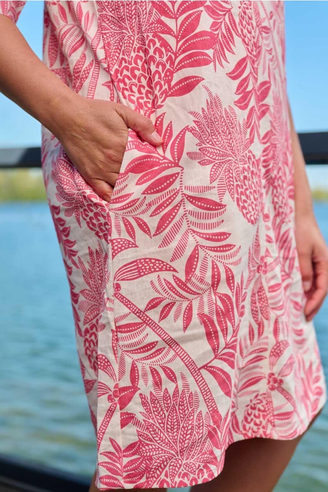 FOS Amsterdam roze dames jurk | Close up