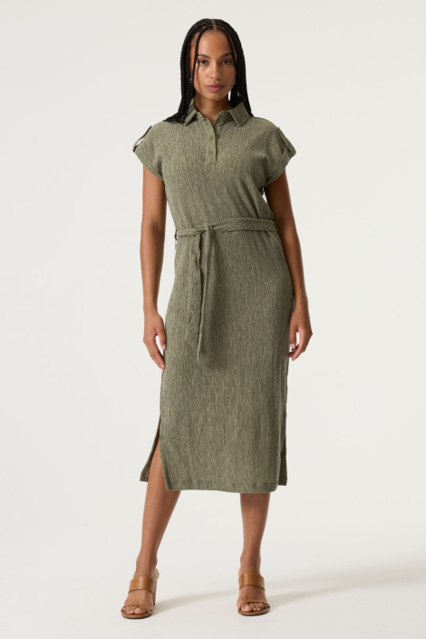 Garcia groene dames jurk | Model vooraanzicht