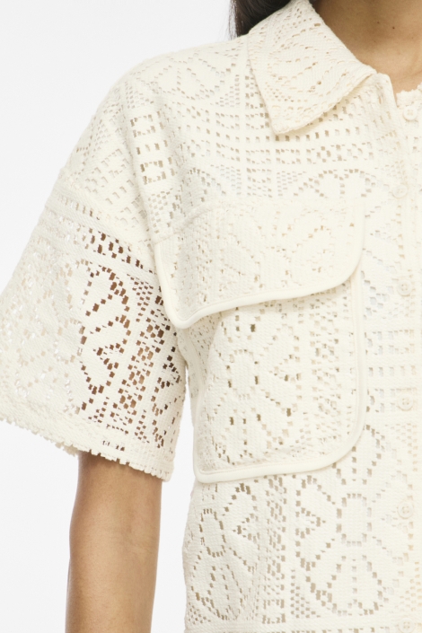 Vila ecru dames jurk | Close up