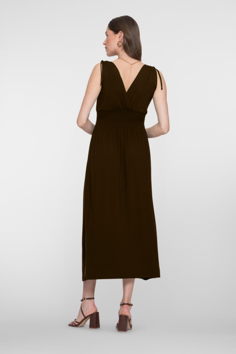 Geisha bruine dames jurk | Model achteraanzicht