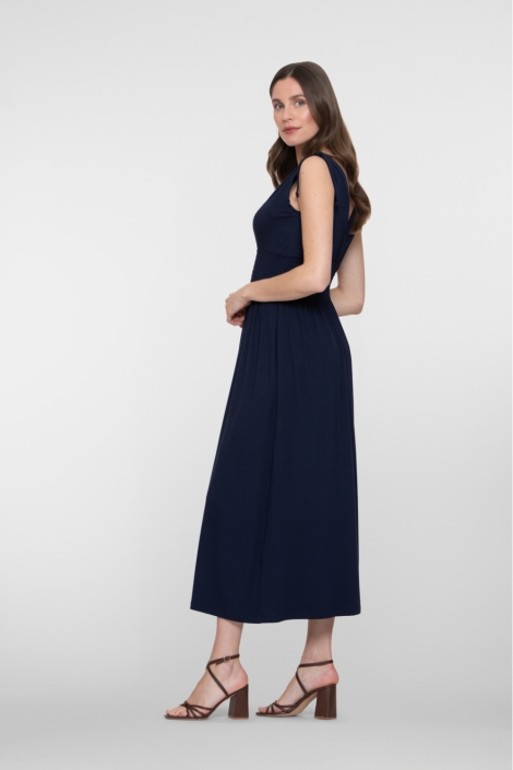Geisha blauwe dames jurk | Model zijaanzicht