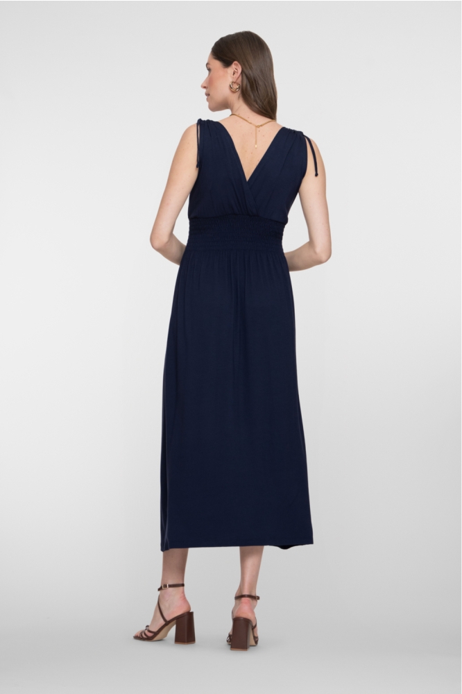 Geisha blauwe dames jurk | Model achteraanzicht