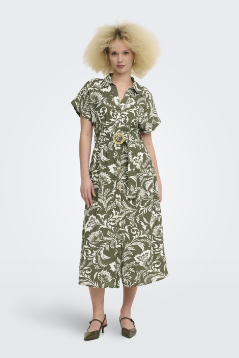 Only groene dames jurk | Model vooraanzicht