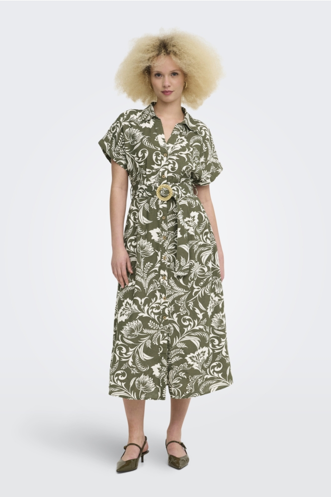 Only groene dames jurk | Model vooraanzicht