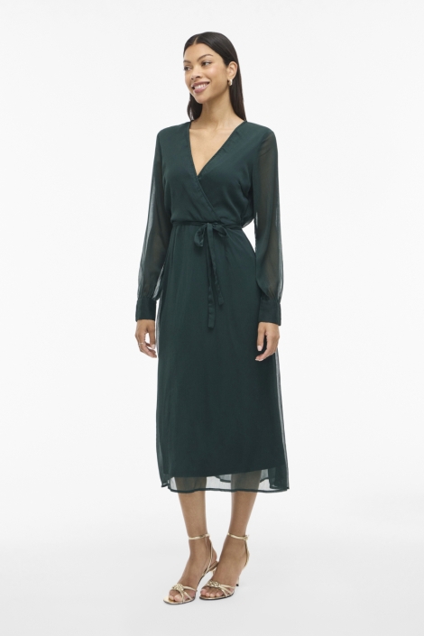 Vila groene dames jurk | Model vooraanzicht