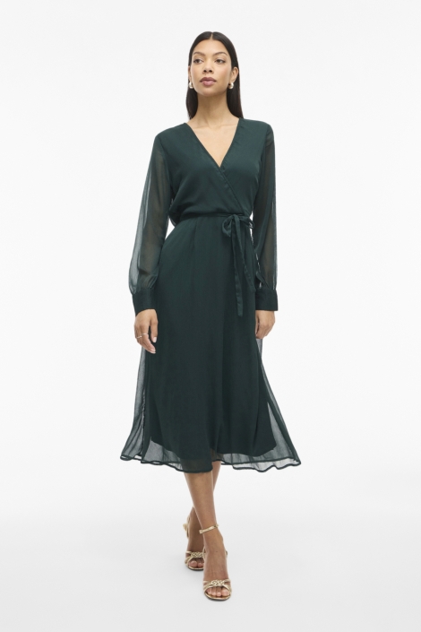 Vila groene dames jurk | Model vooraanzicht
