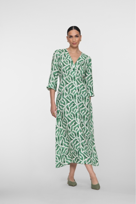 Geisha groene dames jurk | Model vooraanzicht