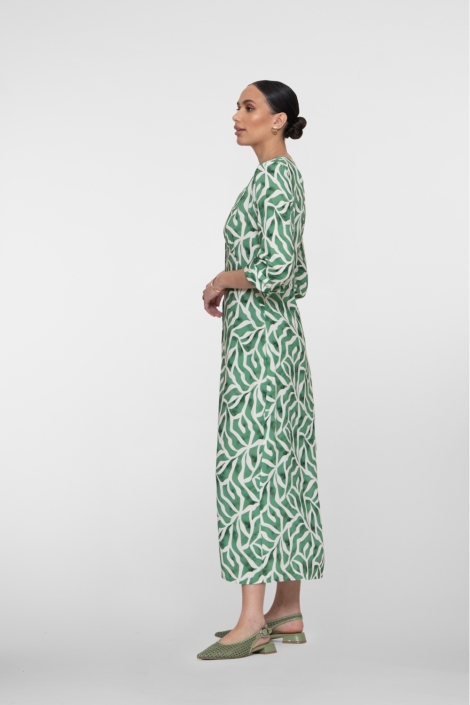 Geisha groene dames jurk | Model zijaanzicht