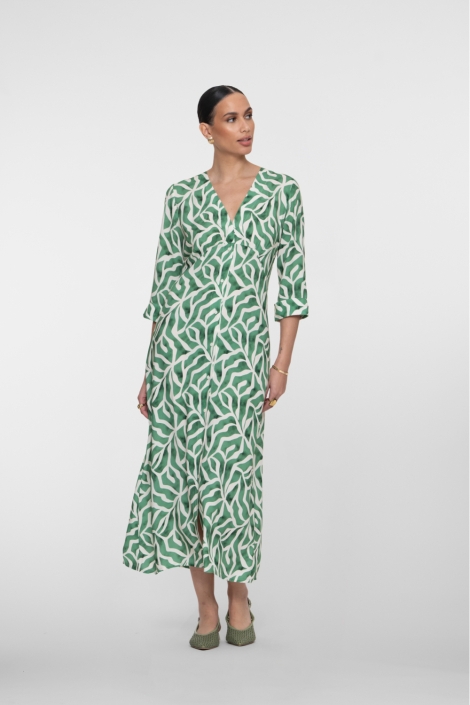 Geisha groene dames jurk | Model vooraanzicht