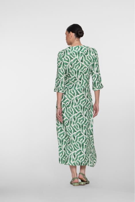 Geisha groene dames jurk | Model achteraanzicht