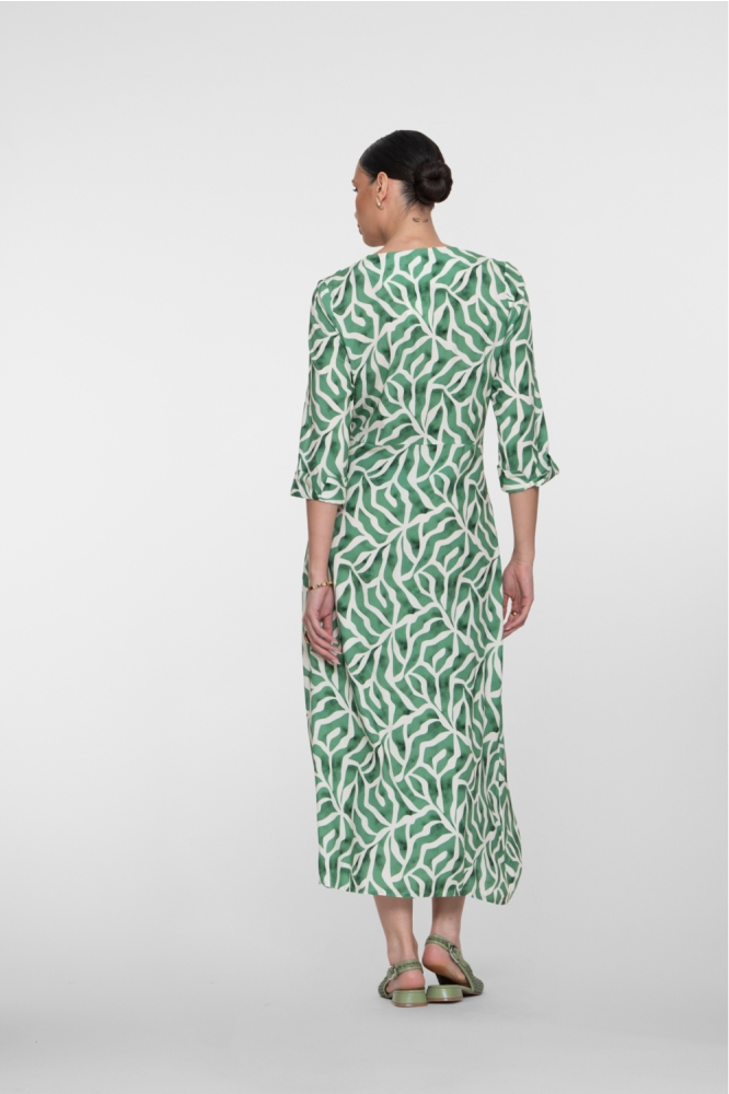 Geisha groene dames jurk | Model achteraanzicht