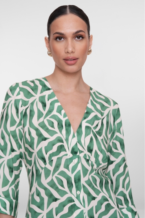 Geisha groene dames jurk | Close up