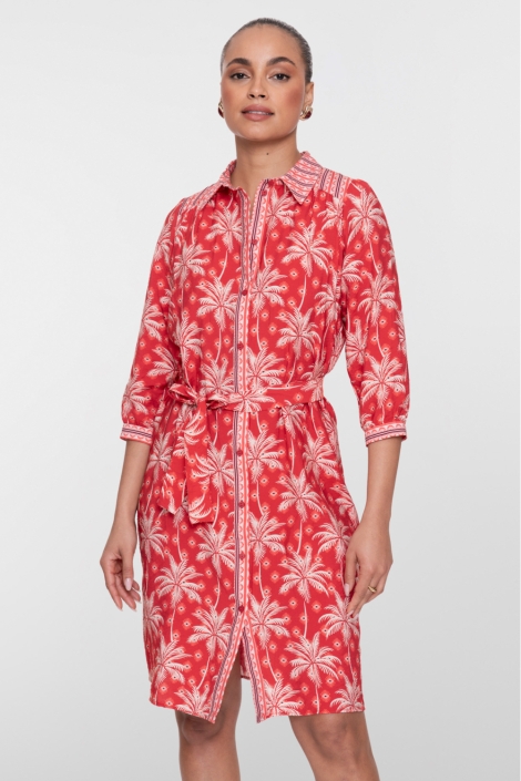 Geisha rode dames jurk | Model vooraanzicht