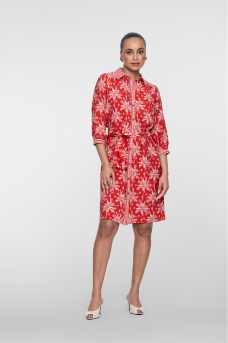 Geisha rode dames jurk | Model vooraanzicht