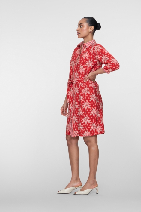 Geisha rode dames jurk | Model zijaanzicht