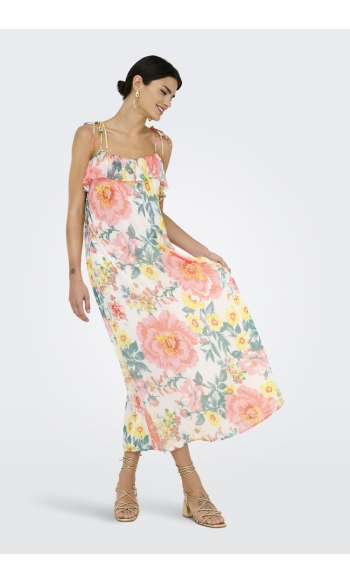 ONLMILLA STRAP MAXI DRESS WVN 15370534 Cloud Dancer/BIG FLOWERS