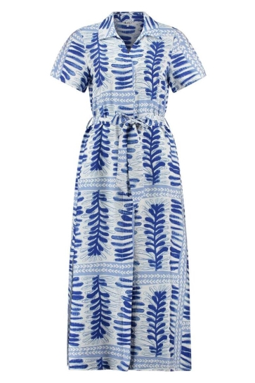 Object Jurk OBJSHELLY S/S RE SHIRT MIDI DRESS 1 23049057 Azure Blue/White-blue