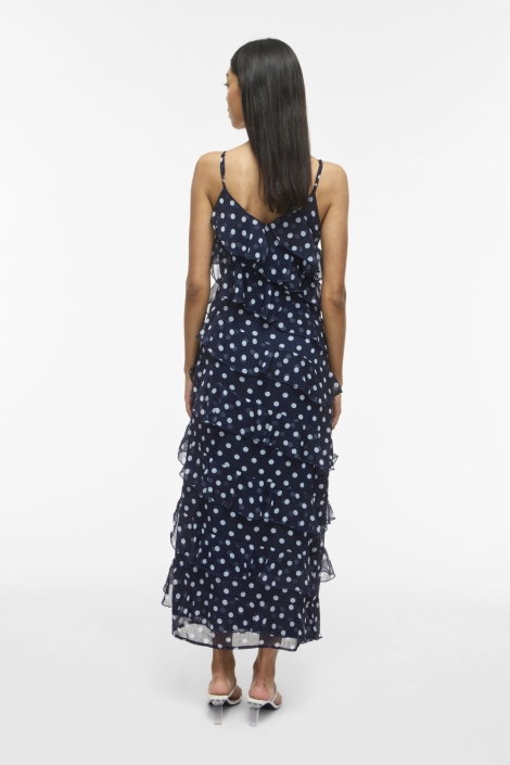 Vila blauwe dames jurk | Model achteraanzicht