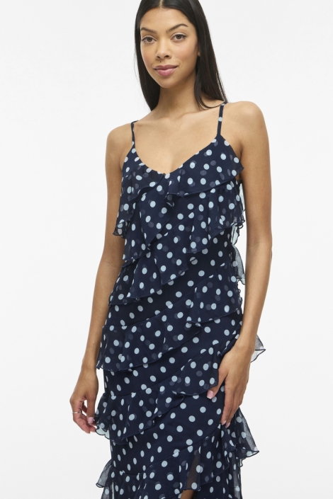 Vila blauwe dames jurk | Close up