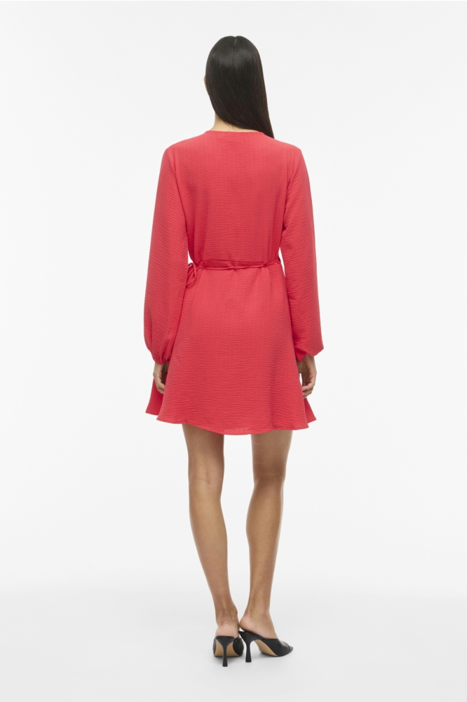 Vila rode dames jurk | Model achteraanzicht