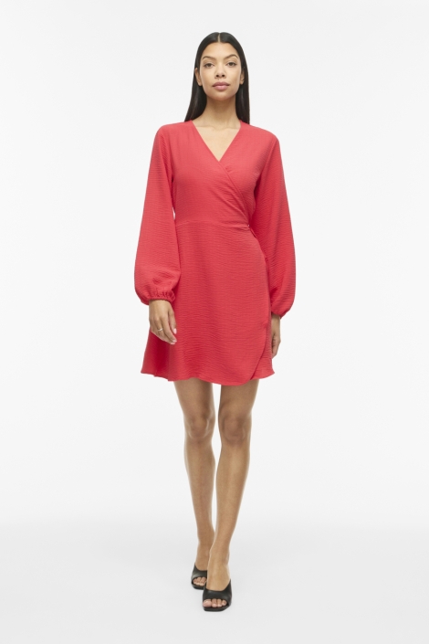 Vila rode dames jurk | Model vooraanzicht
