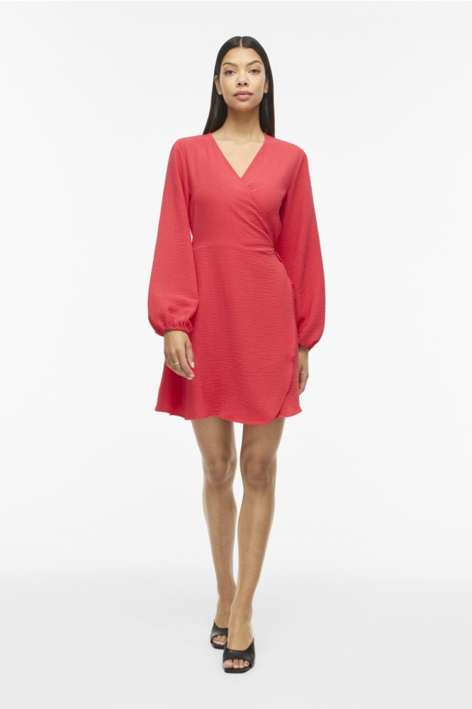 Vila rode dames jurk | Model vooraanzicht
