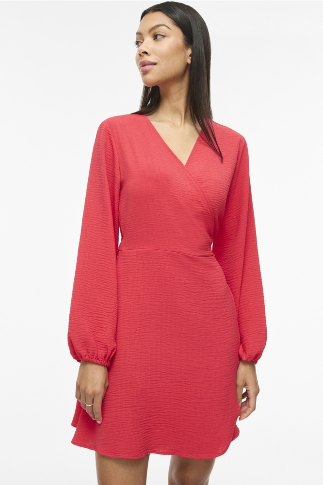 Vila rode dames jurk | Model vooraanzicht