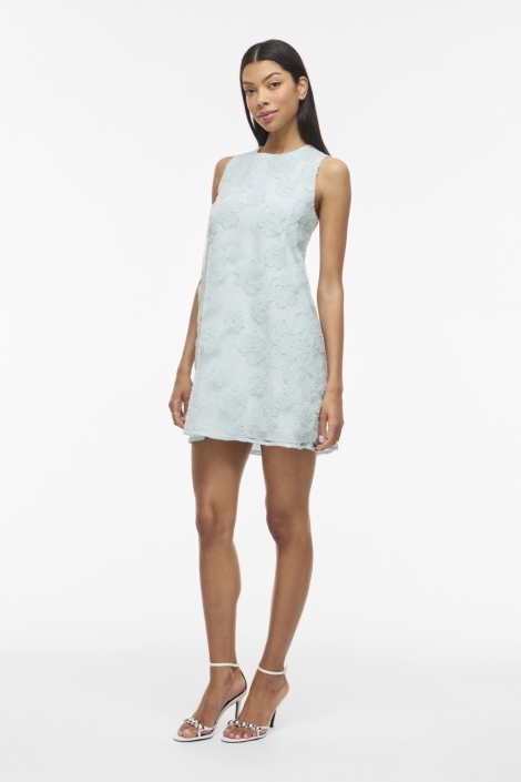 Vila blauwe dames jurk | Model vooraanzicht