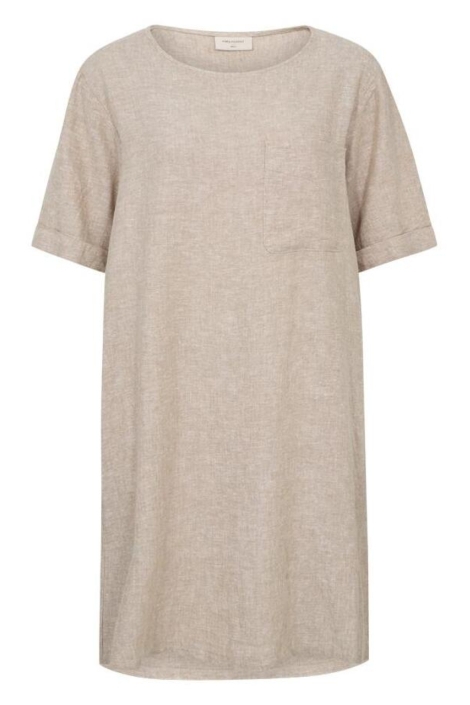 Freequent beige dames jurk | Vooraanzicht