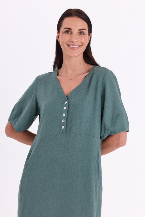 Freequent groene dames jurk | Close up