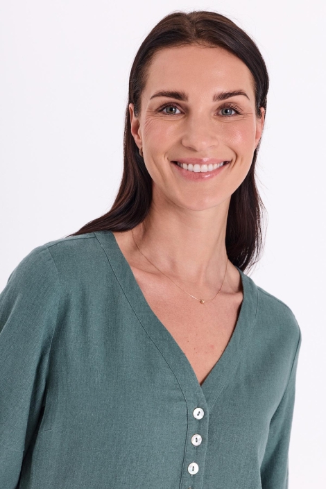 Freequent groene dames jurk | Close up