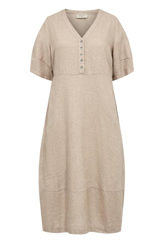 Freequent beige dames jurk | Vooraanzicht