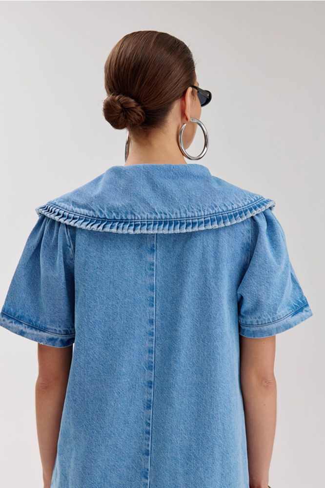 Harper & Yve blauwe dames jurk | Kleurstaal