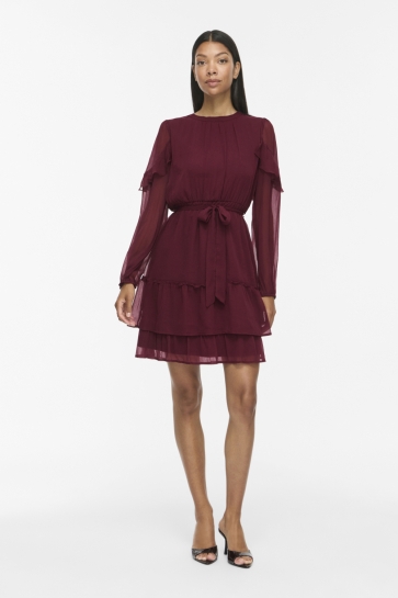 Vila Jurk VIELLY L/S FLOUNCE DRESS 14115005 Port Royale