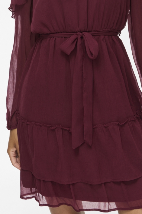 Vila bordeaux dames jurk | Close up