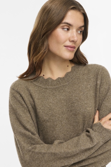 Vila camel dames jurk | Close up